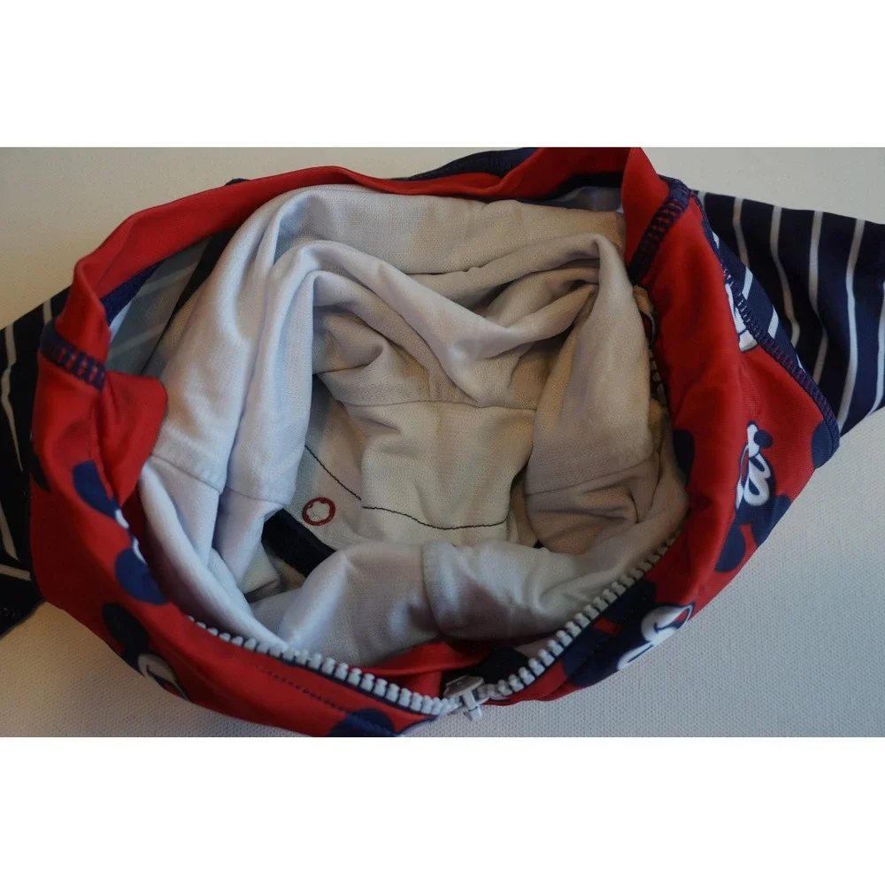 Disney Junior Mickey Mouse Red Blue Striped Rash Guard Swimsuit 18M RK1.K5000